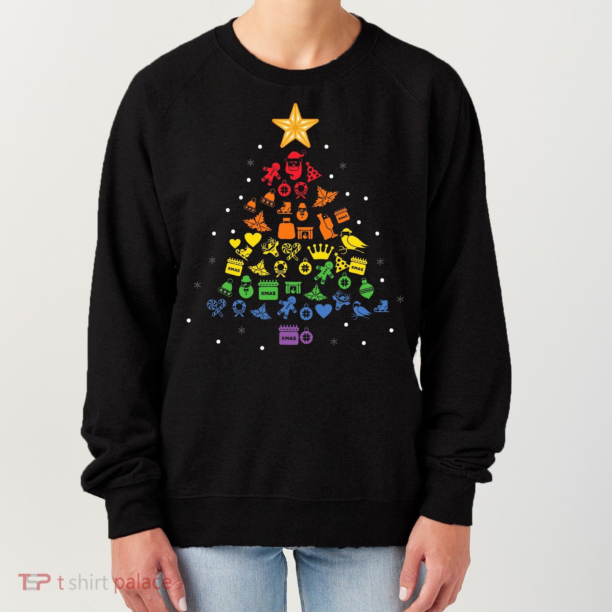 Festive LGBT Christmas Tree Costume Celebrate with Pride Women's Sweatshirt
