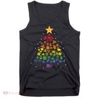 Festive LGBT Christmas Tree Costume Celebrate with Pride Tank Top thumb 0
