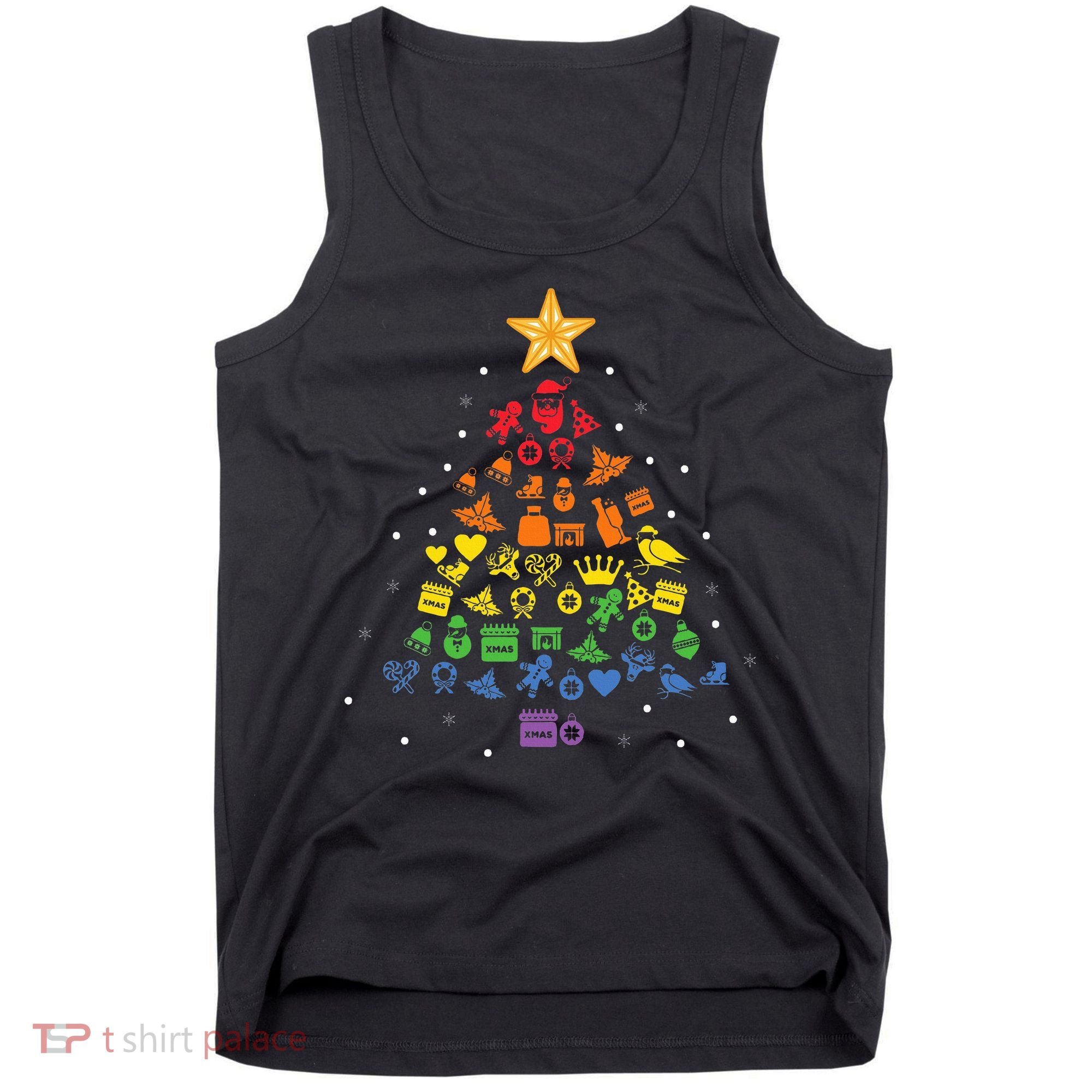 Festive LGBT Christmas Tree Costume Celebrate with Pride Tank Top
