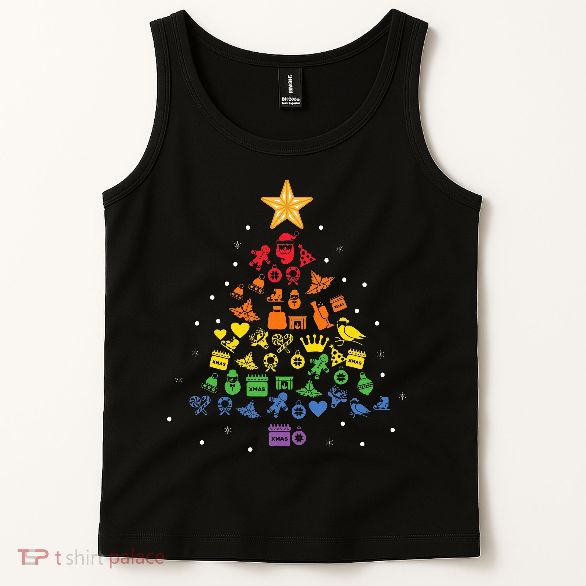 Festive LGBT Christmas Tree Costume Celebrate with Pride Tank Top