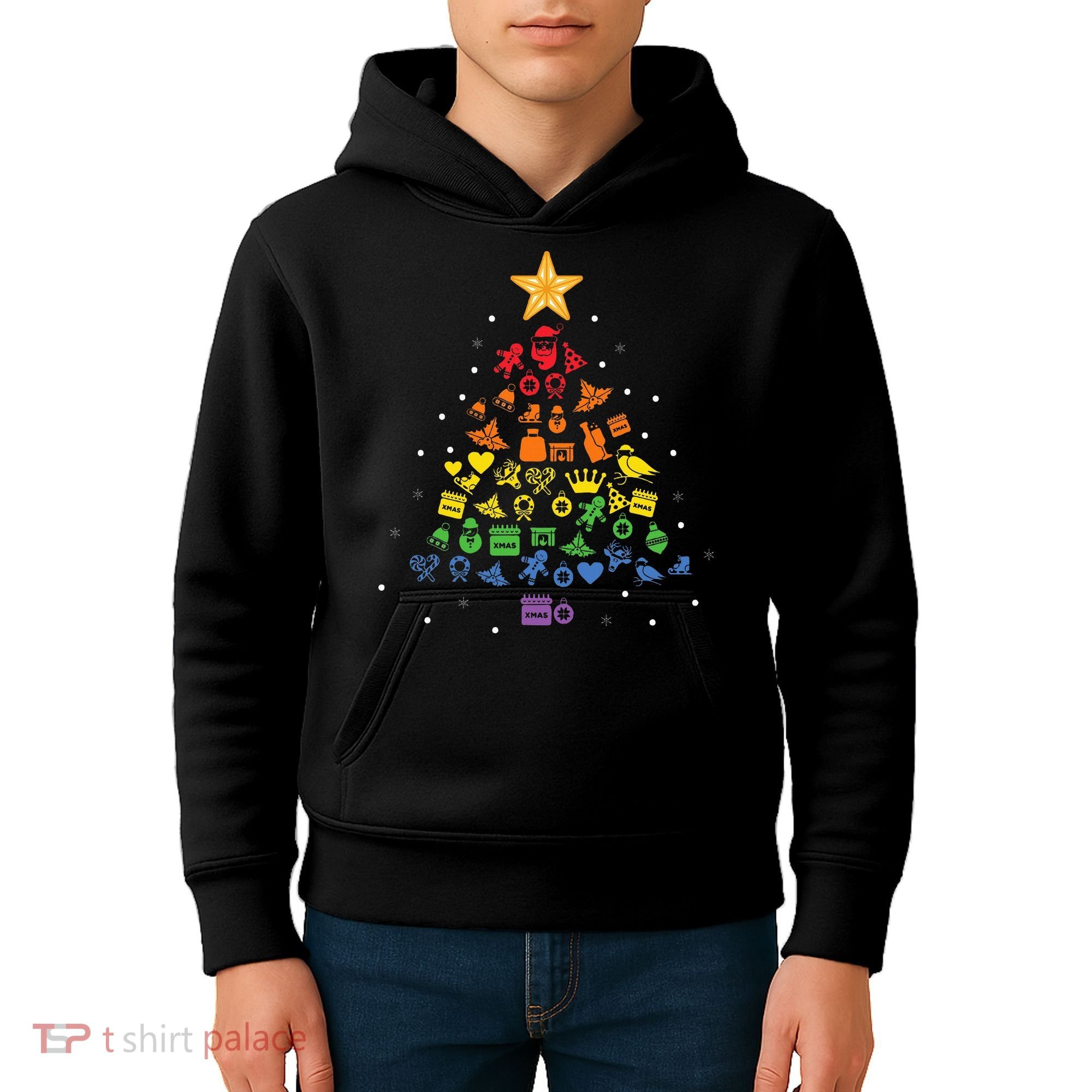 Festive LGBT Christmas Tree Costume Celebrate with Pride Kids Hoodie