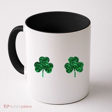 Four Leaf Clover Boobs Lucky St Patricks Day Coffee Mug