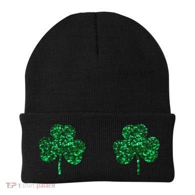Four Leaf Clover Boobs Lucky St Patricks Day Beanie