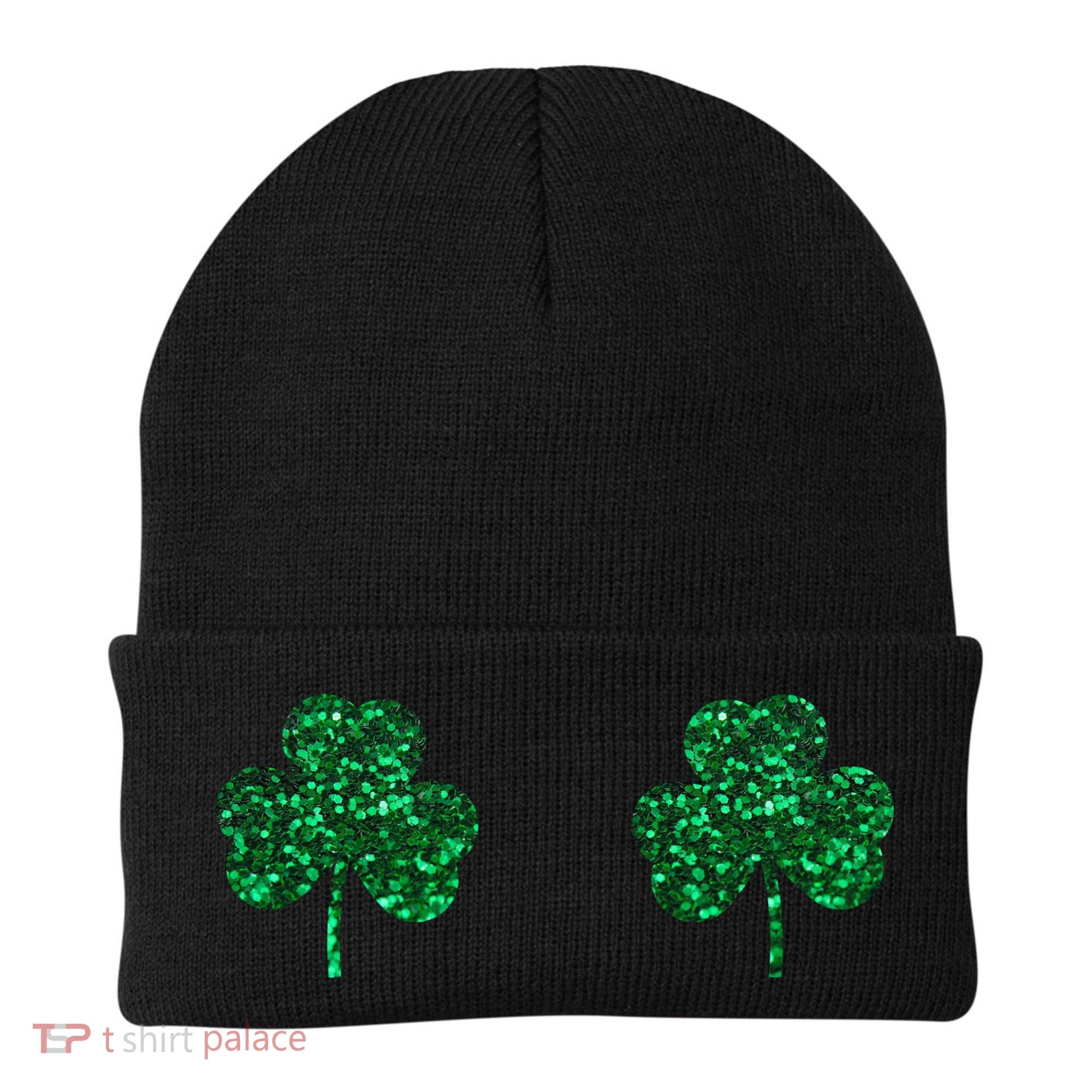 Four Leaf Clover Boobs Lucky St Patricks Day Beanie