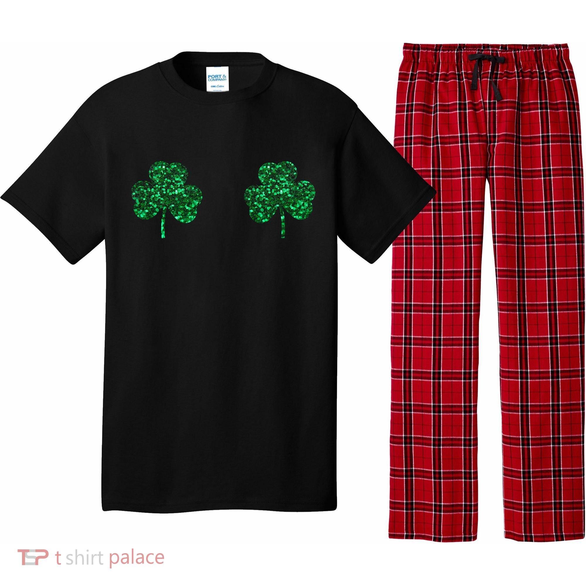Four Leaf Clover Boobs Lucky St Patricks Day Pajama Set