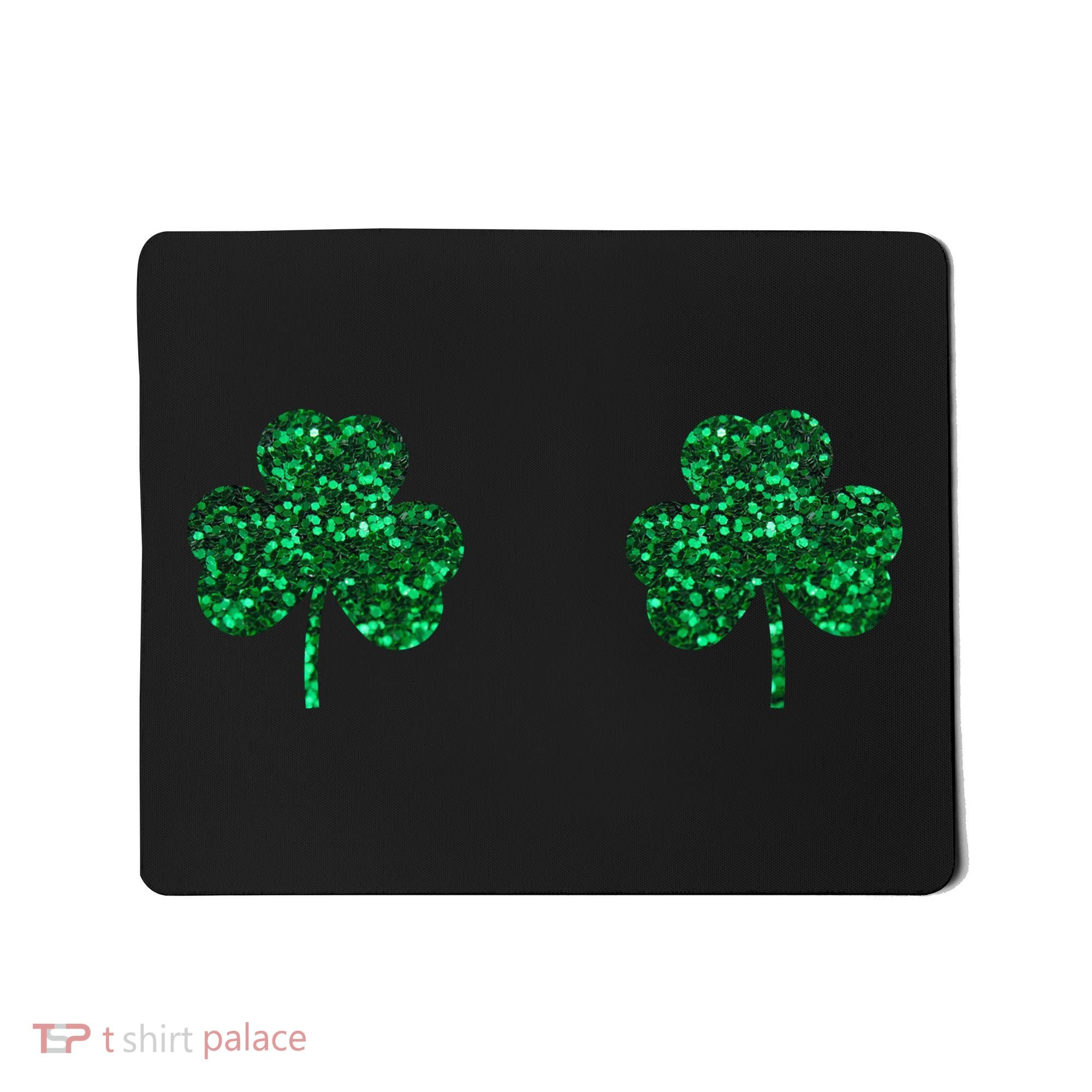 Four Leaf Clover Boobs Lucky St Patricks Day Mousepad