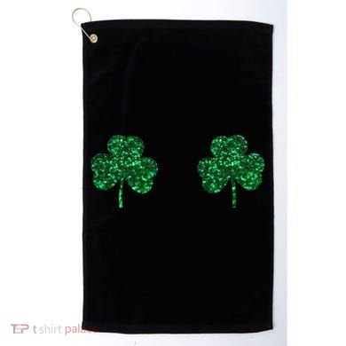 Four Leaf Clover Boobs Lucky St Patricks Day Golf Towel