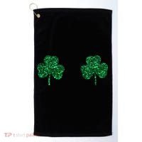 Four Leaf Clover Boobs Lucky St Patricks Day Golf Towel thumb 0