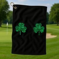 Four Leaf Clover Boobs Lucky St Patricks Day Golf Towel thumb 1