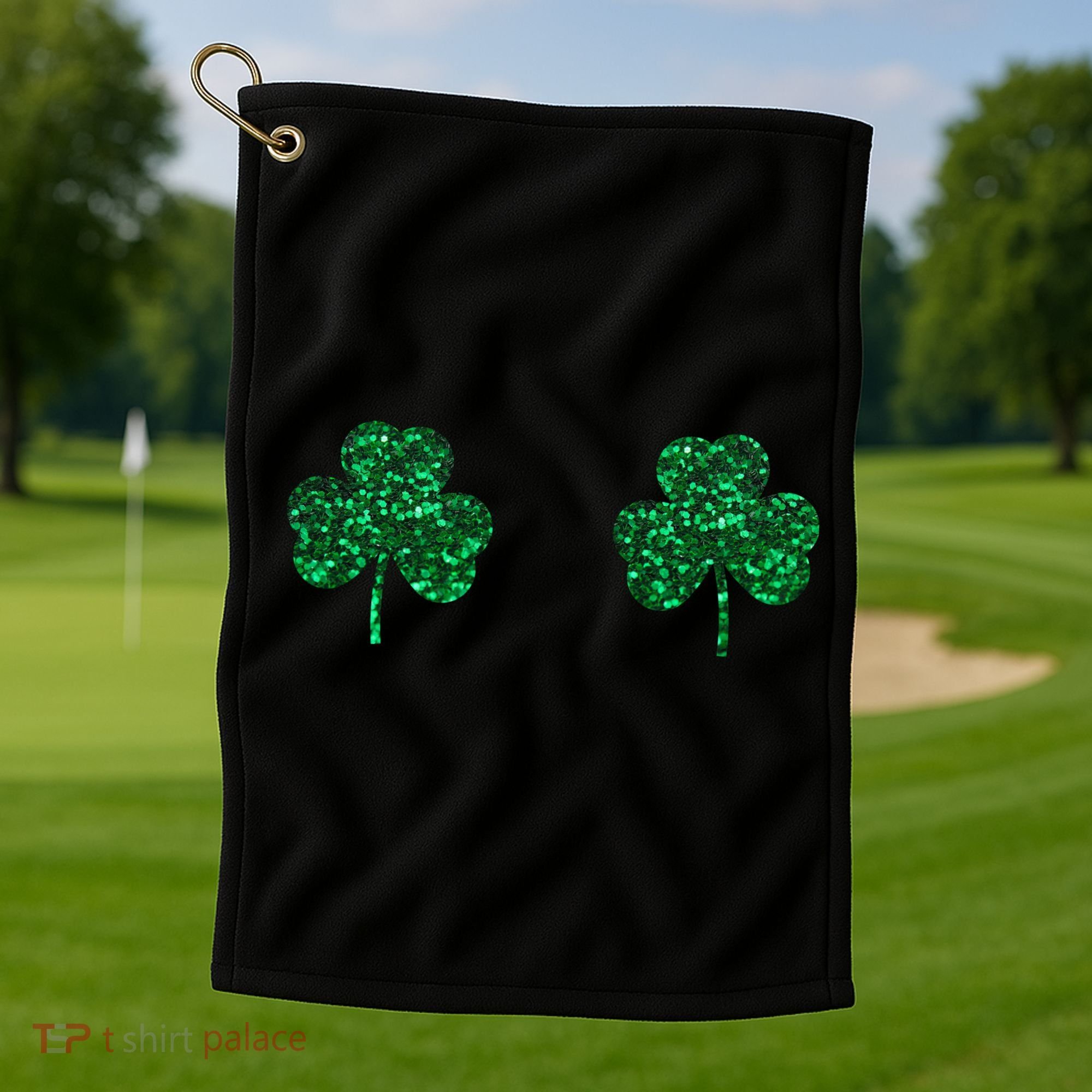 Four Leaf Clover Boobs Lucky St Patricks Day Golf Towel