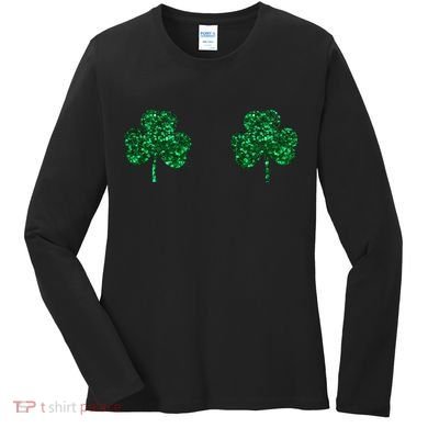 Four Leaf Clover Boobs Lucky St Patricks Day Women's Long Sleeve Shirt