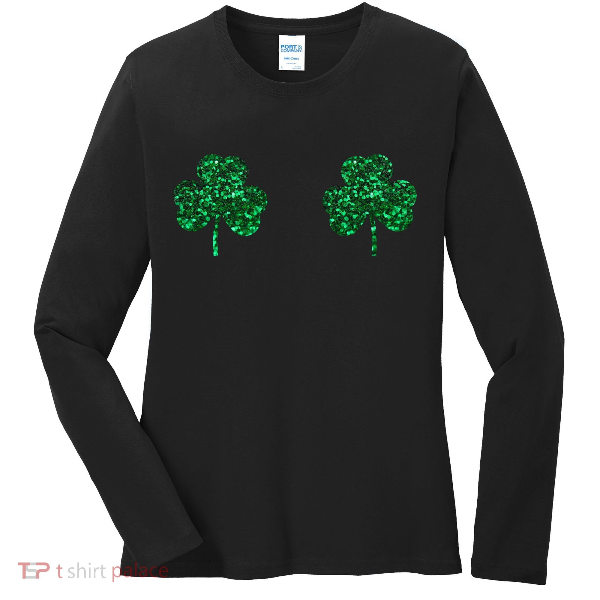 Four Leaf Clover Boobs Lucky St Patricks Day Women's Long Sleeve Shirt