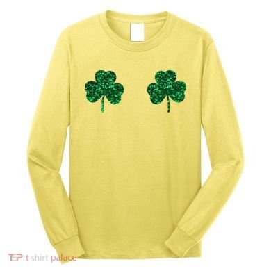 Four Leaf Clover Boobs Lucky St Patricks Day Long Sleeve Shirt