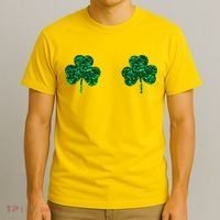Four Leaf Clover Boobs Lucky St Patricks Day T-Shirt thumb 3