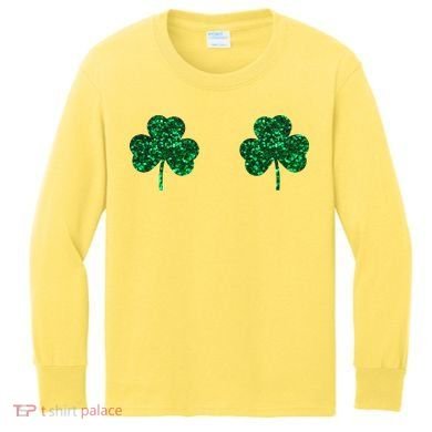 Four Leaf Clover Boobs Lucky St Patricks Day Kids Long Sleeve Shirt