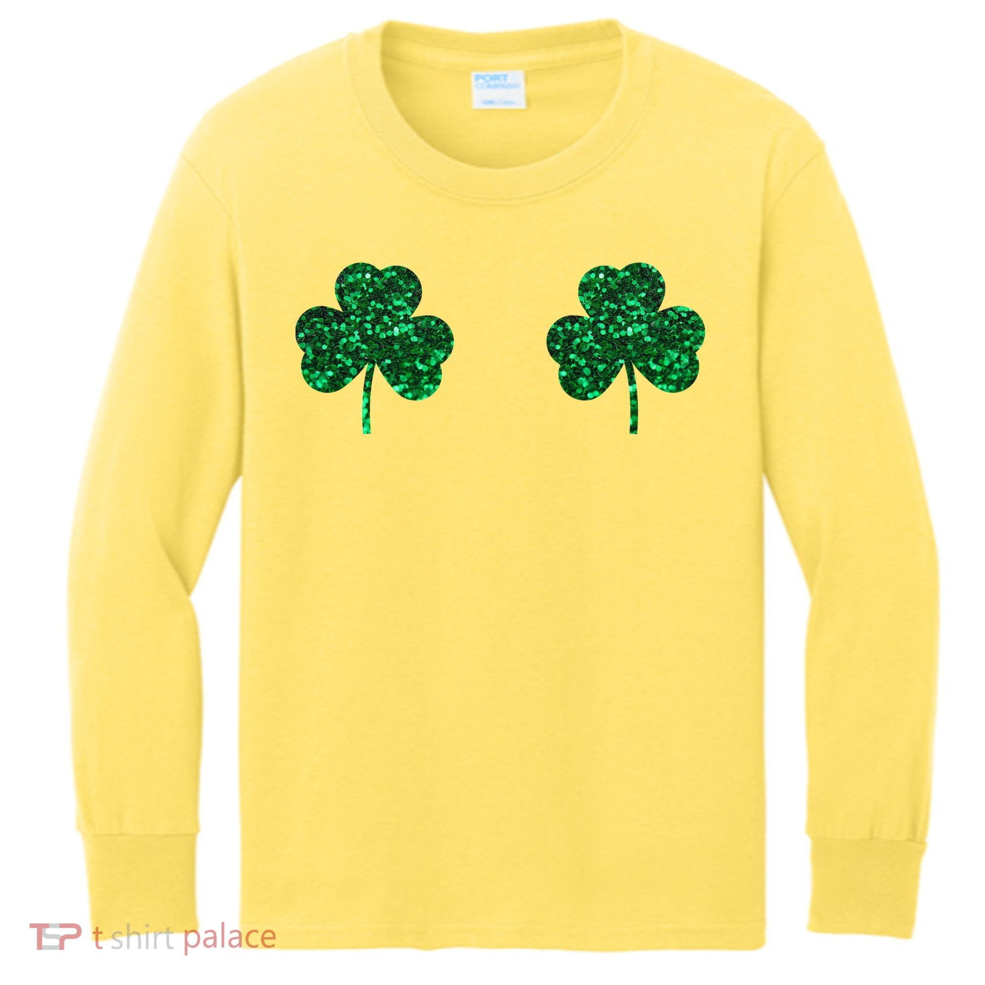 Four Leaf Clover Boobs Lucky St Patricks Day Kids Long Sleeve Shirt