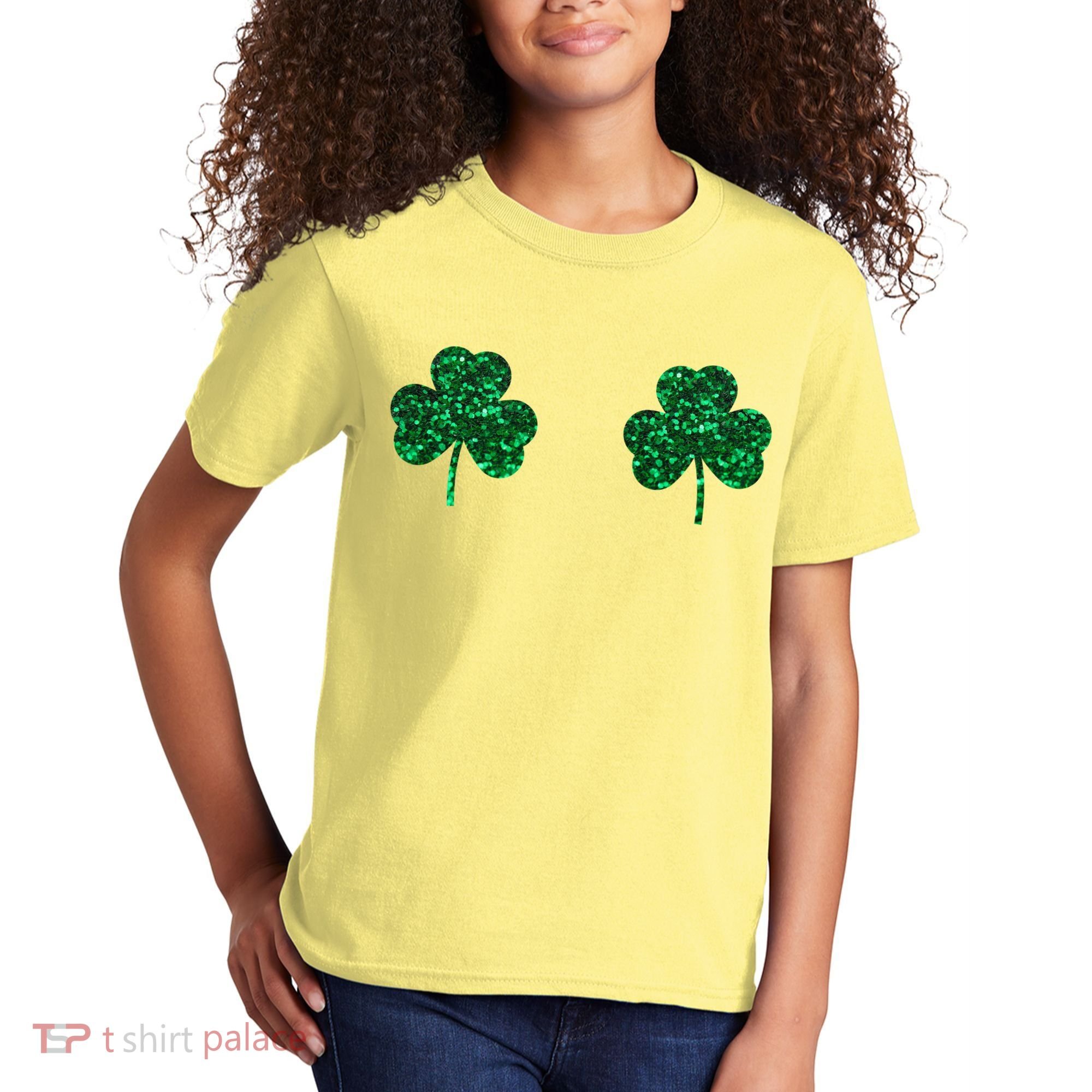 Four Leaf Clover Boobs Lucky St Patricks Day Kids T-Shirt
