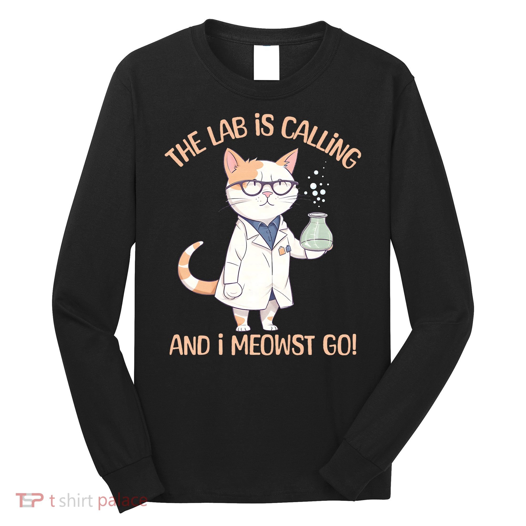 Funny Lab Cat Laboratory Chemistry Long Sleeve Shirt