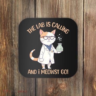 Funny Lab Cat Laboratory Chemistry Coaster