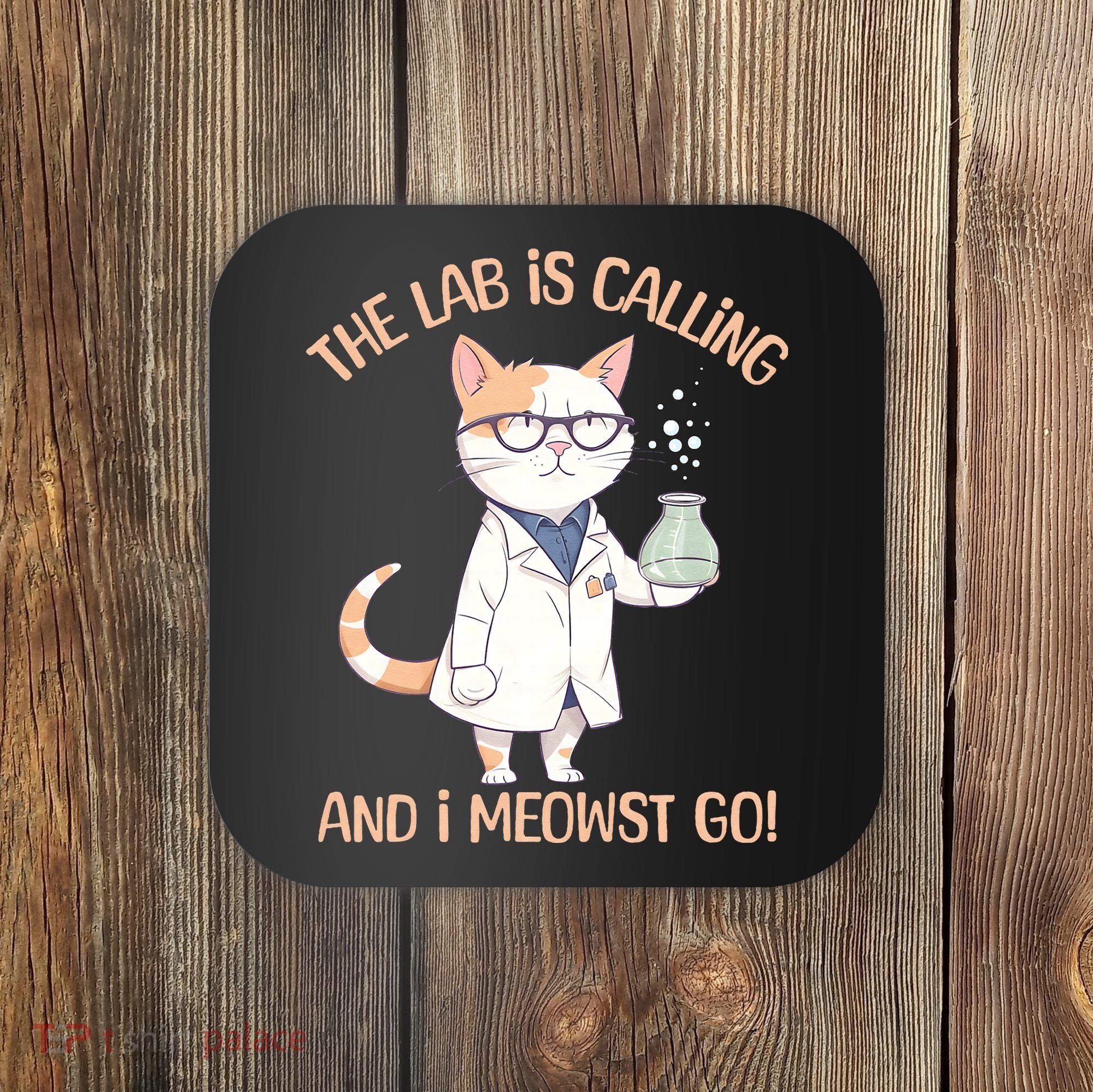 Funny Lab Cat Laboratory Chemistry Coaster