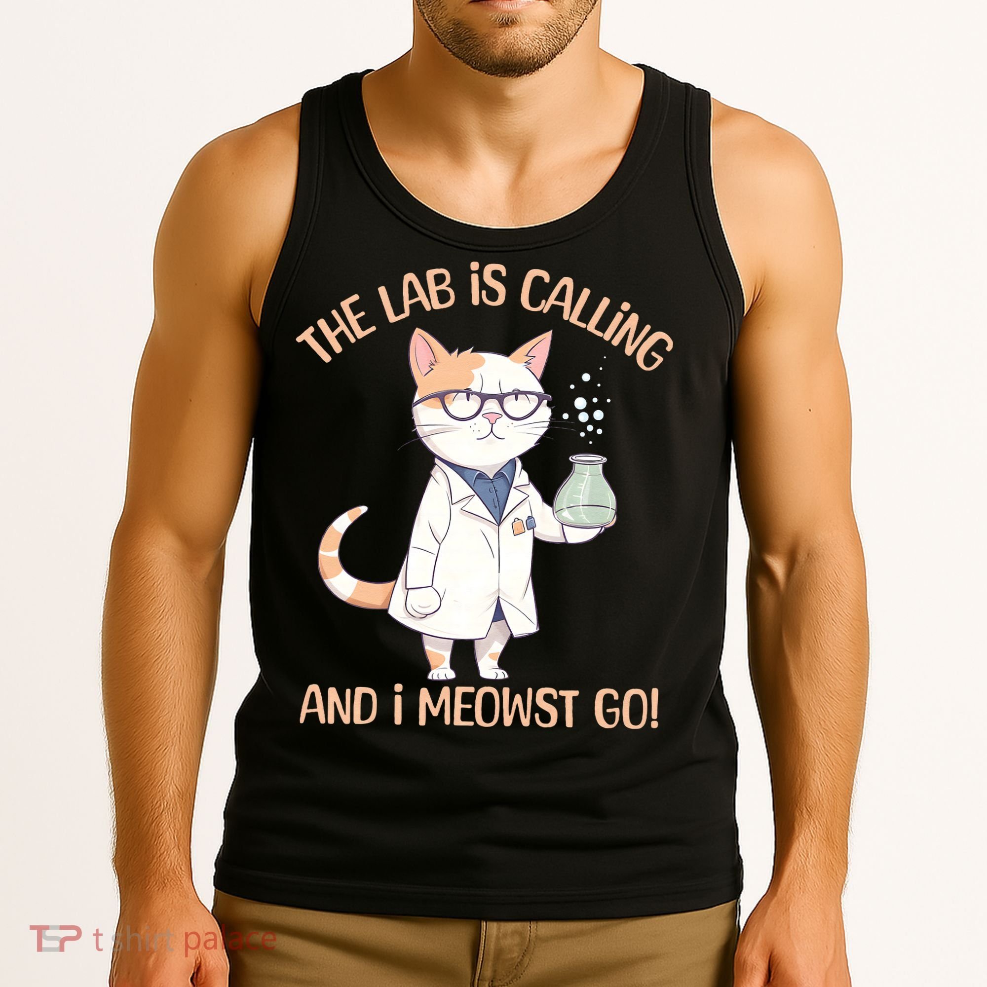 Funny Lab Cat Laboratory Chemistry Tank Top