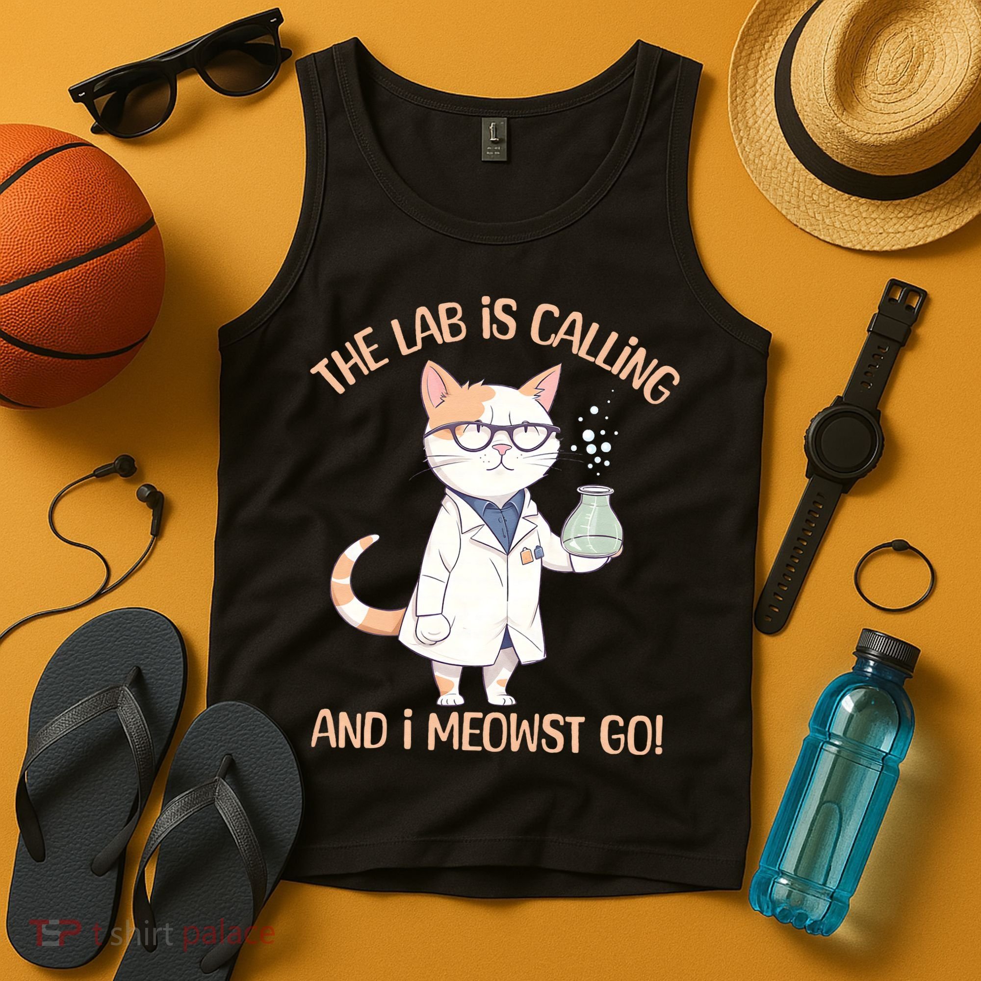 Funny Lab Cat Laboratory Chemistry Tank Top