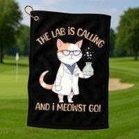 Funny Lab Cat Laboratory Chemistry Golf Towel thumb 1