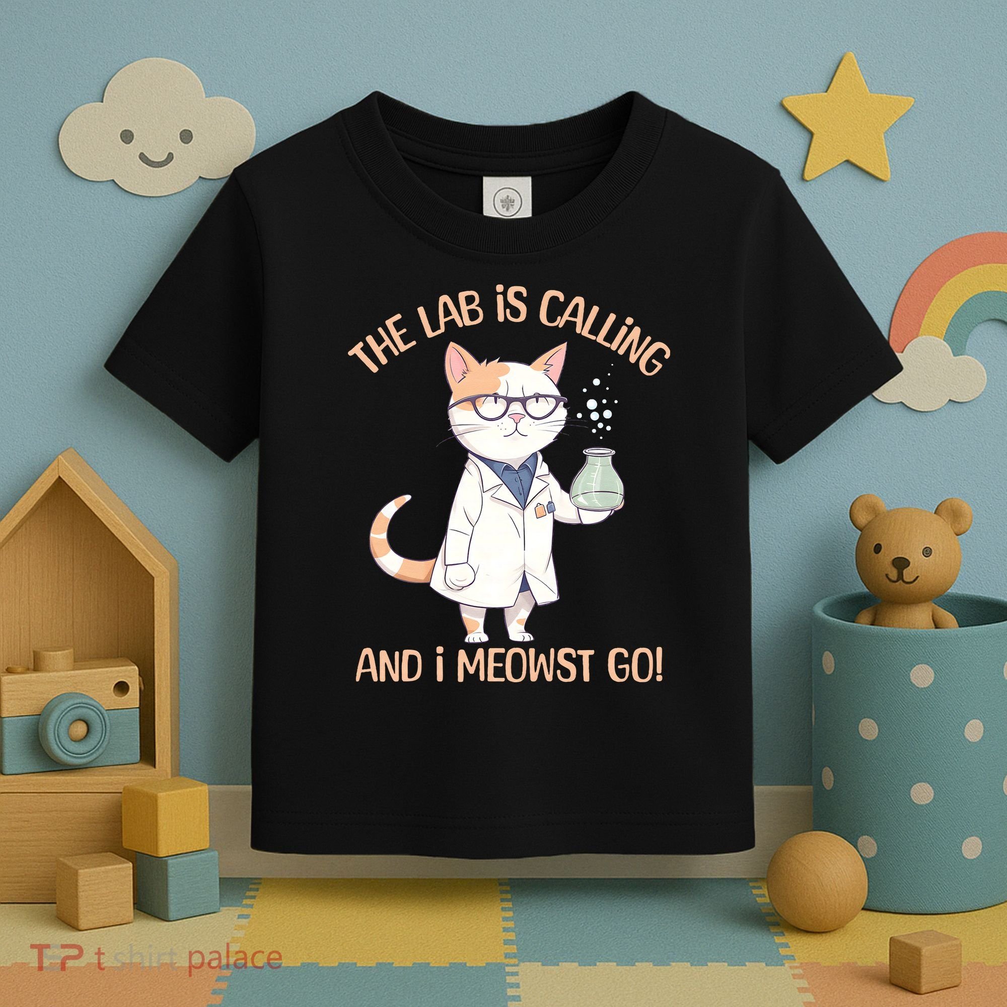 Funny Lab Cat Laboratory Chemistry Toddler T-Shirt