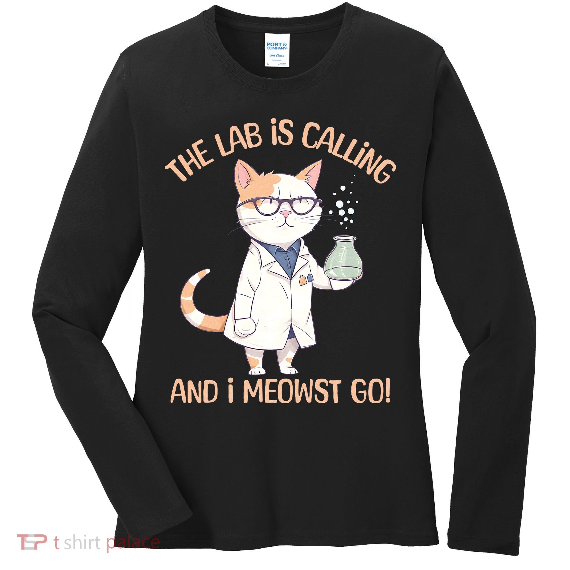 Funny Lab Cat Laboratory Chemistry Women's Long Sleeve Shirt