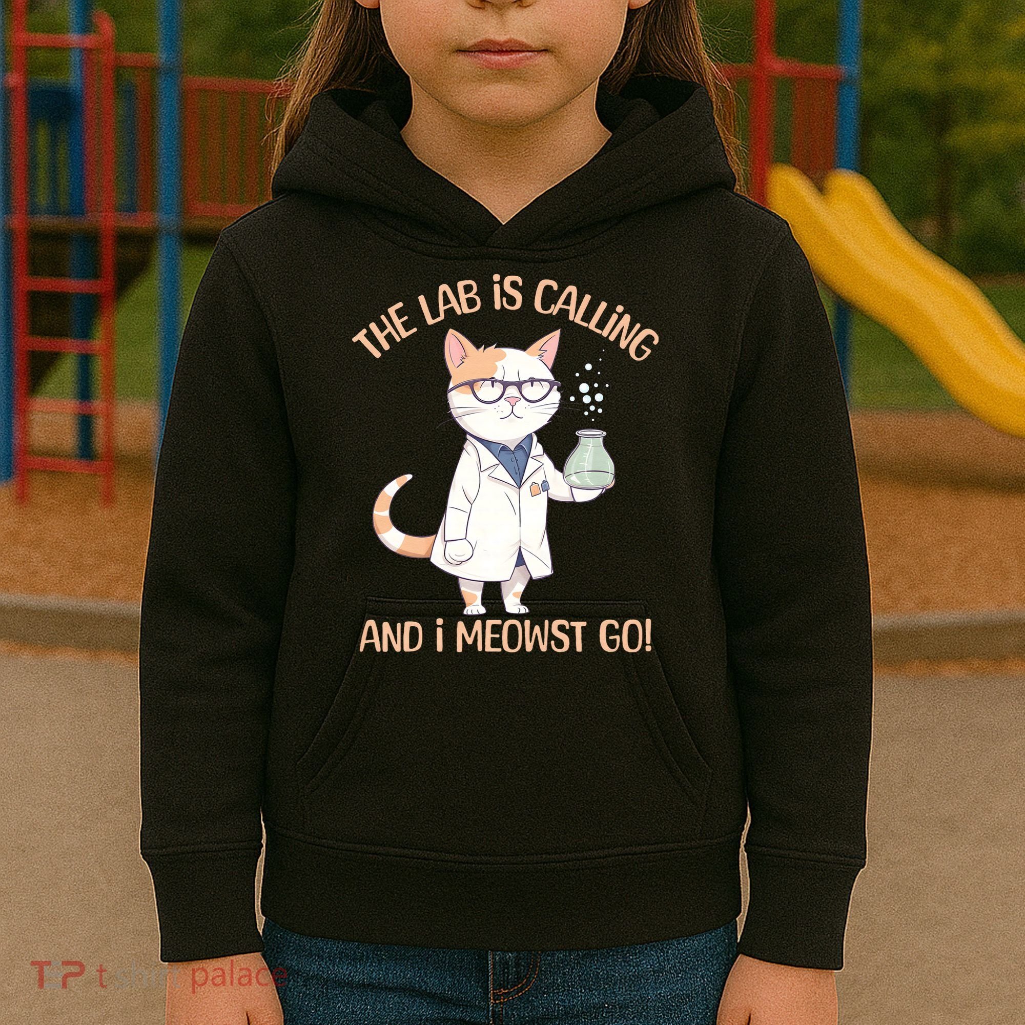 Funny Lab Cat Laboratory Chemistry Kids Hoodie