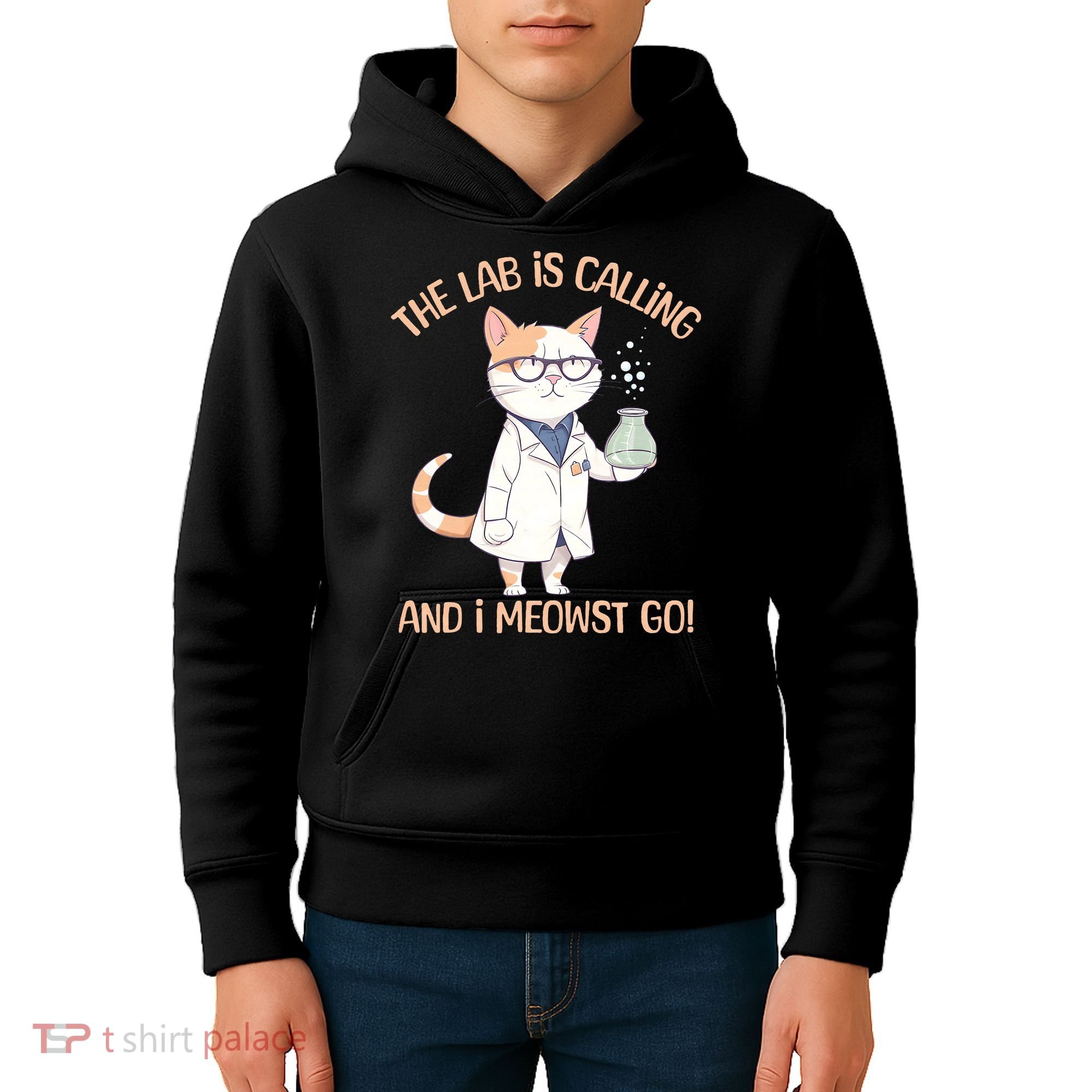 Funny Lab Cat Laboratory Chemistry Kids Hoodie