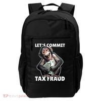 Funny Lets Commit Tax Fraud Monkey Outfit Tax Day Sayings Backpack thumb 0