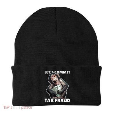Funny Lets Commit Tax Fraud Monkey Outfit Tax Day Sayings Beanie