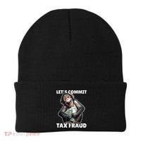 Funny Lets Commit Tax Fraud Monkey Outfit Tax Day Sayings Beanie thumb 0