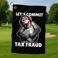 Funny Lets Commit Tax Fraud Monkey Outfit Tax Day Sayings Golf Towel thumb 1