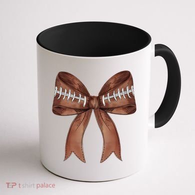 Football Lover Cute Bow Fall Coffee Mug back