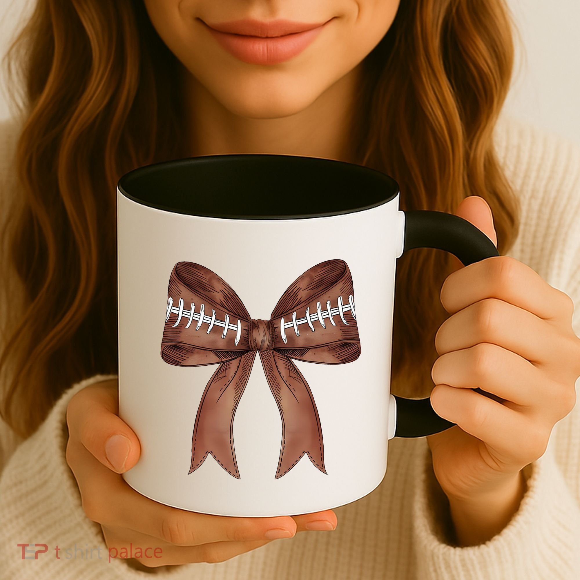 Football Lover Cute Bow Fall Coffee Mug