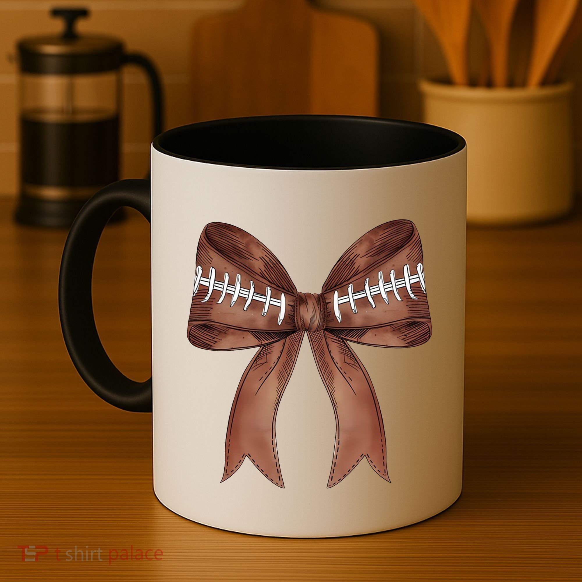 Football Lover Cute Bow Fall Coffee Mug