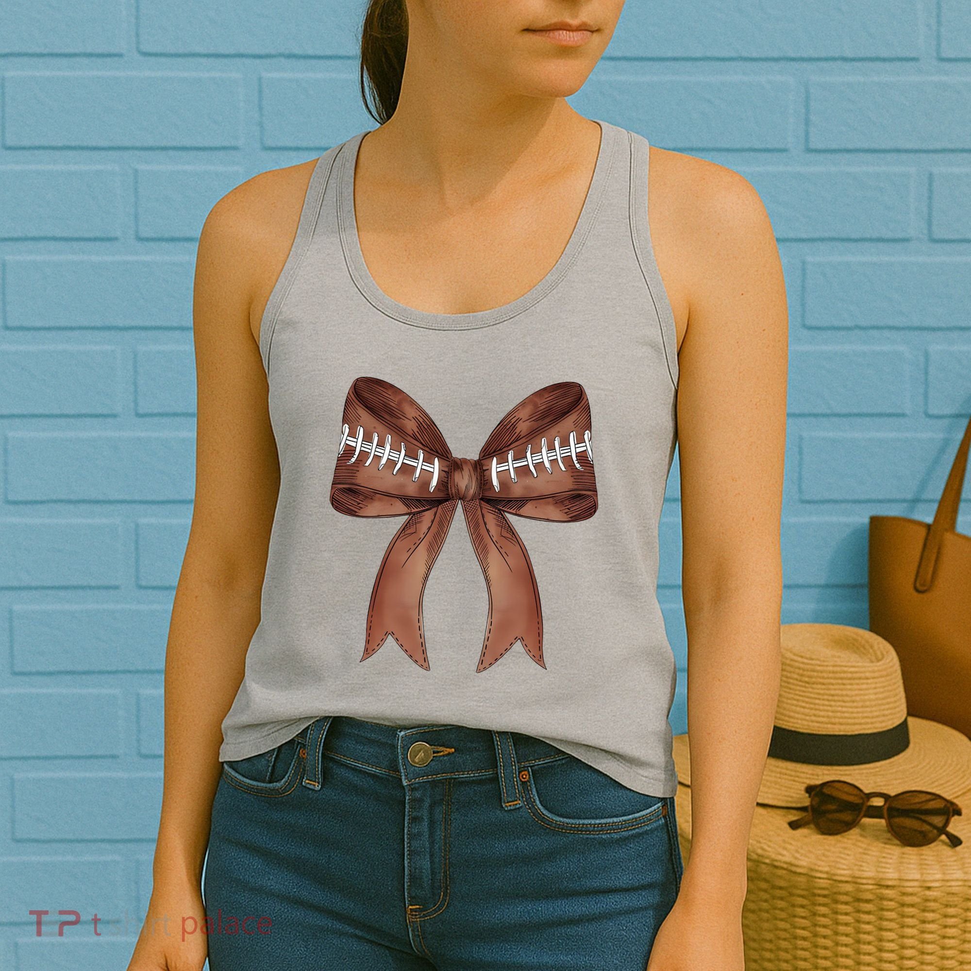Football Lover Cute Bow Fall Women's Tank Top