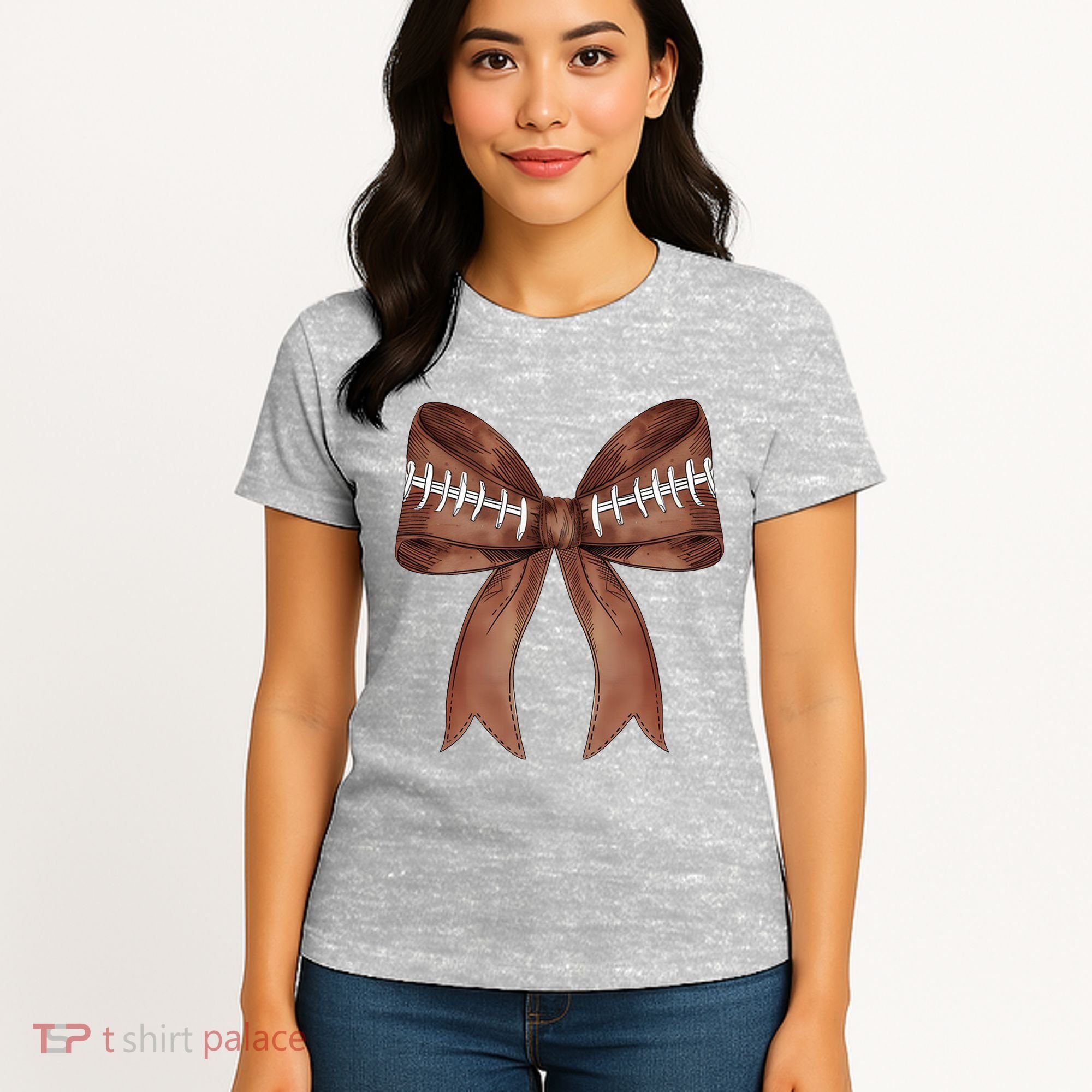 Football Lover Cute Bow Fall Women's T-Shirt