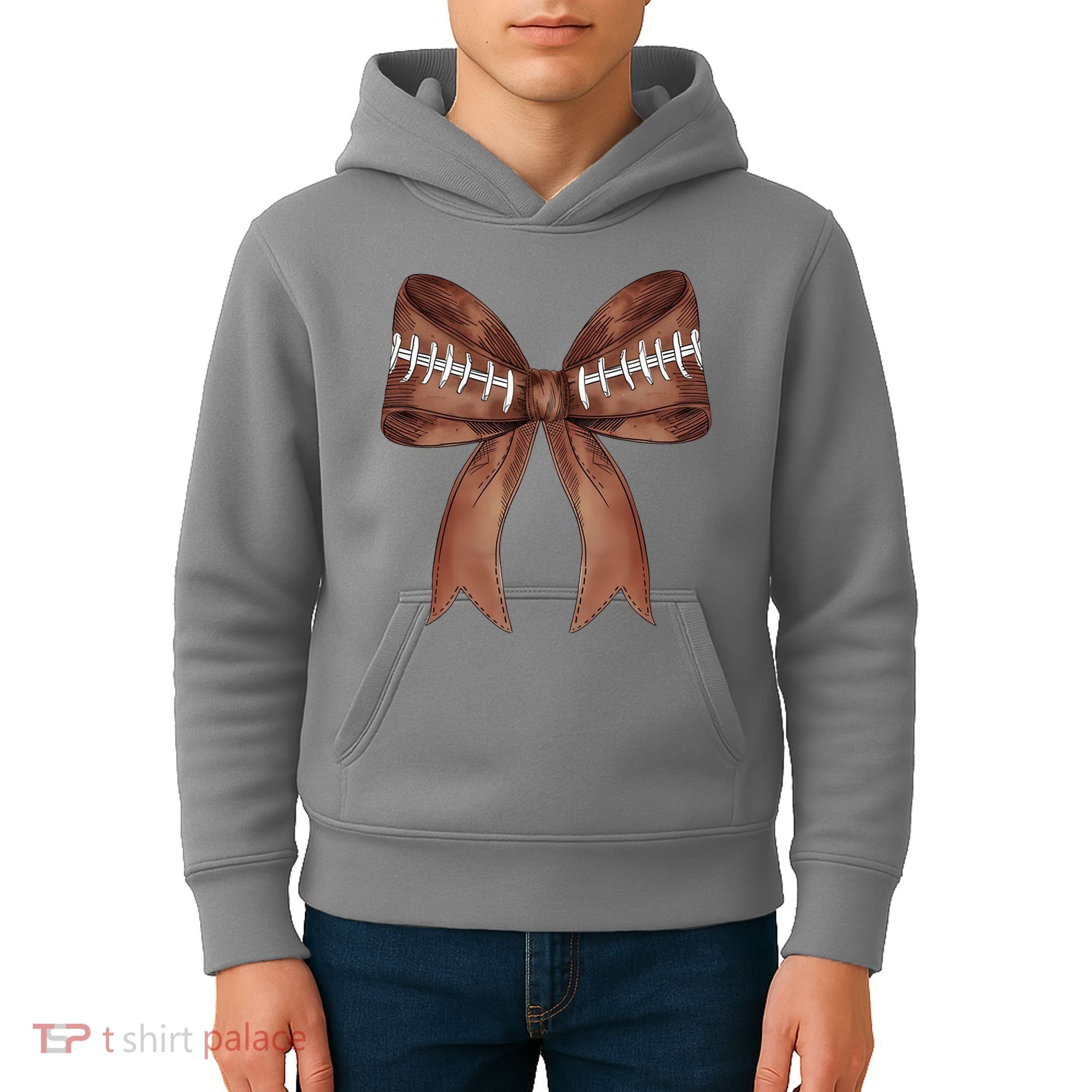 Football Lover Cute Bow Fall Kids Hoodie