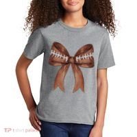 Football Lover Cute Bow Fall Kids T-Shirt thumb 2