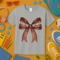 Football Lover Cute Bow Fall Kids T-Shirt thumb 3