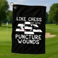 Funny Like Chess Fencing Epee Sword Gift Great Gift Golf Towel thumb 1