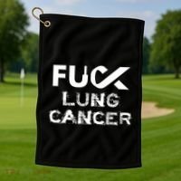 Fuck Lung Cancer Awareness Cool Gift Golf Towel thumb 1