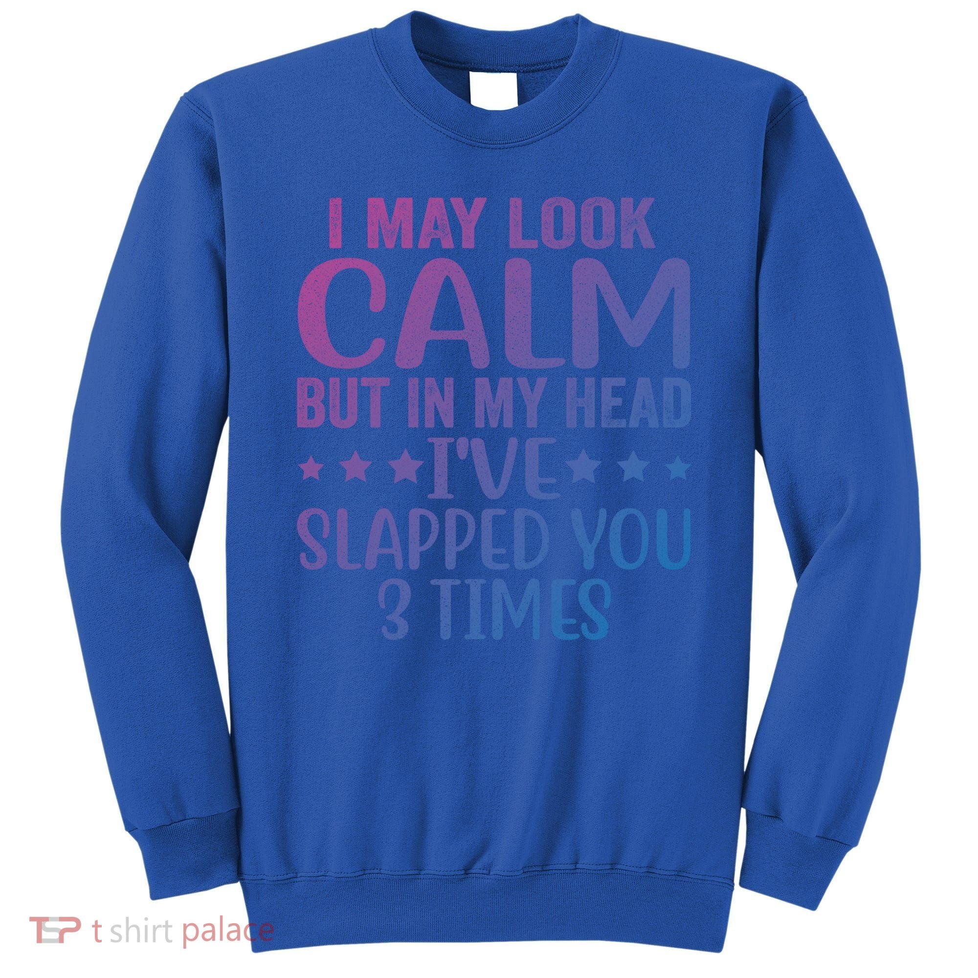 Funny Look Calm But In My Head Ive Slapped You 3 Times Cute Gift Sweatshirt