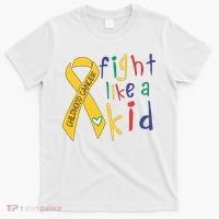 Fight Like Childhood Cancer Awareness Month Gold Ribbon T-Shirt thumb 0