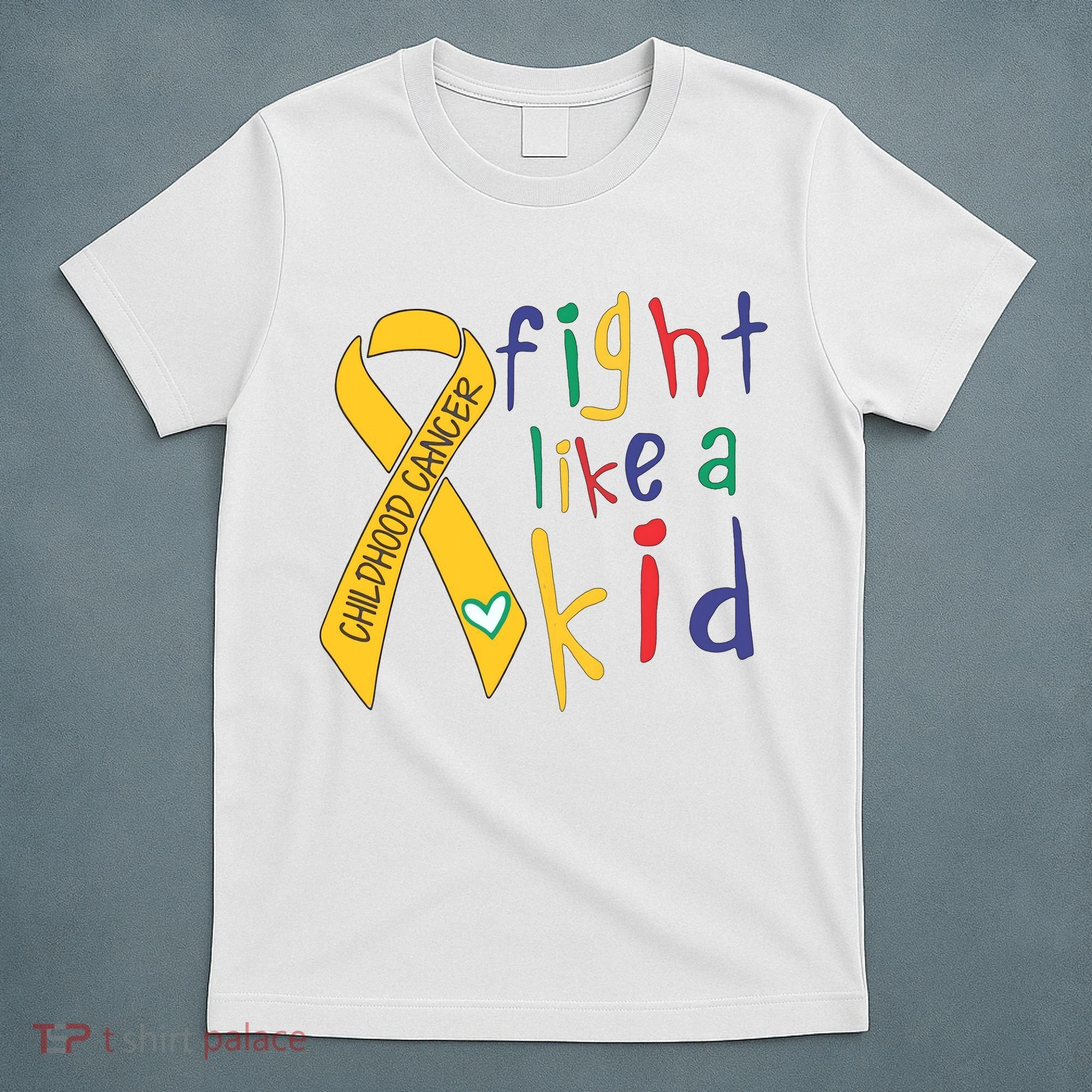 Fight Like Childhood Cancer Awareness Month Gold Ribbon T-Shirt