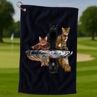 Funny Little Cats Big Cats Golf Towel thumb 1