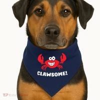 Funny Lobster Clawsome Sea Crab Cartoon Lobster USA-Made Doggie Bandana thumb 1